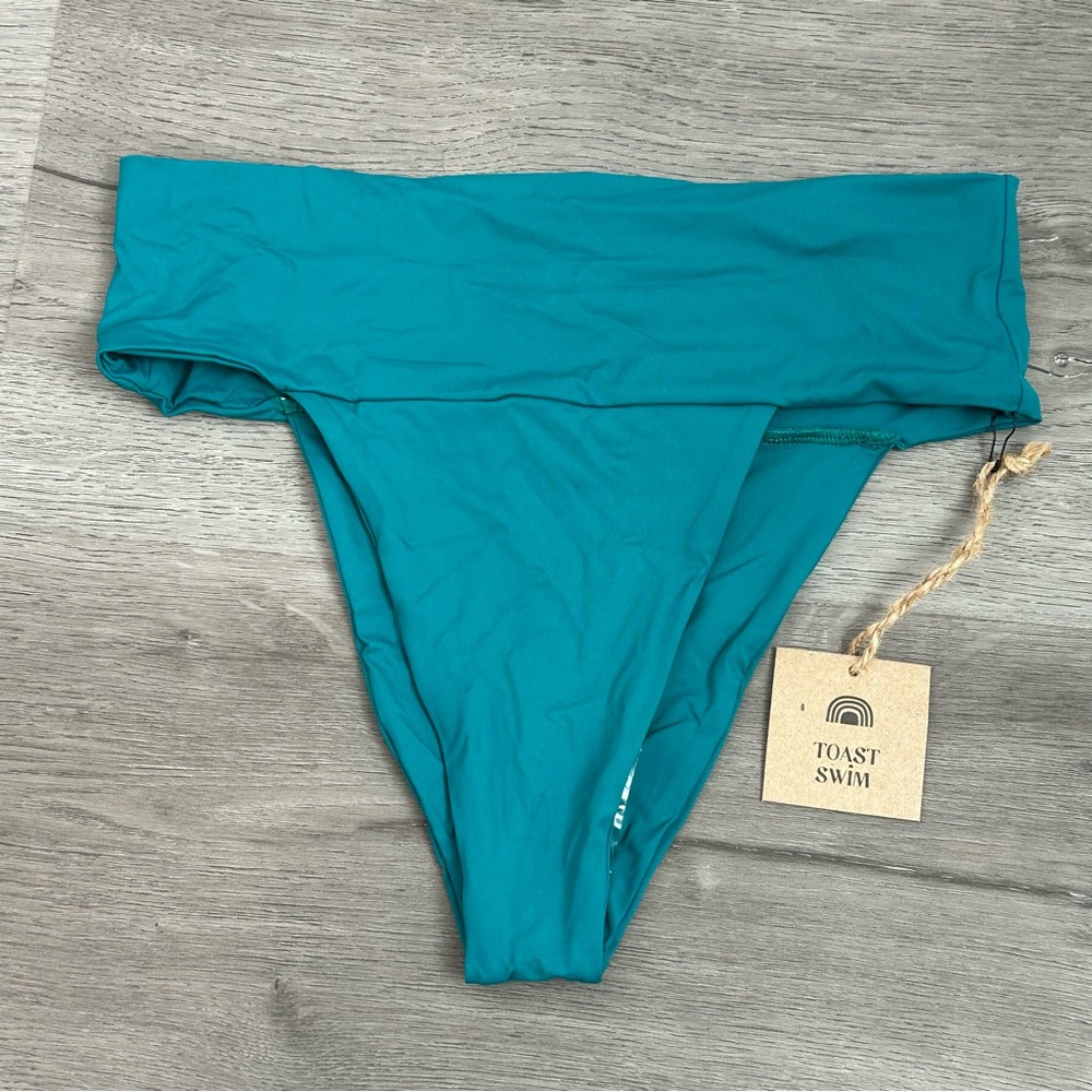 Toast Swim Banded Waist Bikini Bottom blue Size Small Women’s NWT